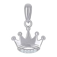 925 Sterling Silver Womens CZ Cubic Zirconia Simulated Diamond Crown Fashion Charm Pendant Necklace Jewelry Gifts for Women