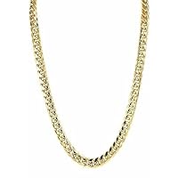 The Diamond Deal Mens SOLID 14K Yellow Gold 4mm,5mm,6mm,7mm,8.25mm Shiny Miami Cuban Link Chain Necklace For men for Pendants Or Mens Bracelet with Secure Box-Lock Clasp(8.5