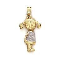 14k Two Tone Gold More Tridi M.B. Girl Pendant Necklace Jewelry for Women
