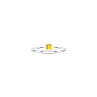 0.50 Ctw Princess Cut Lab Created Yellow Sapphire Solitaire Anniversary Engagement Wedding Womens Ring 14K White Gold Plated