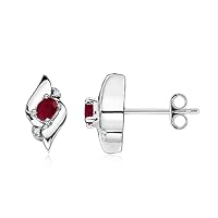 ANGARA Natural Ruby Stud Earrings for Women Girls in Sterling Silver/14K Solid Gold/Platinum | July Birthstone Jewelry Gift for Her | Birthday | Wedding | Anniversary