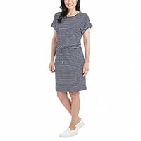 Hilary Radley Women's Short Sleeve Dress,Indigo/White Stripe,X-Large