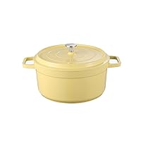 Enamel pot household stew pot ceramic cast iron pot soup casserole induction cooker glass pot (Color : Yellow, Size : 24 * 11.5cm)
