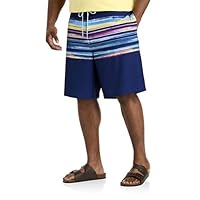 True Nation by DXL Men's Big and Tall Faded Ombré Striped Swim Trunks
