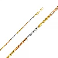 14K Gold 3C 3mm Figarope Chain - Length: 22