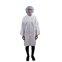 Keystone LC3-WO-KG-SM Key Guard Lab Coat, 3 Pocket, Open Wrists, Snap Front, Single Collar, Small, White (Pack of 30)