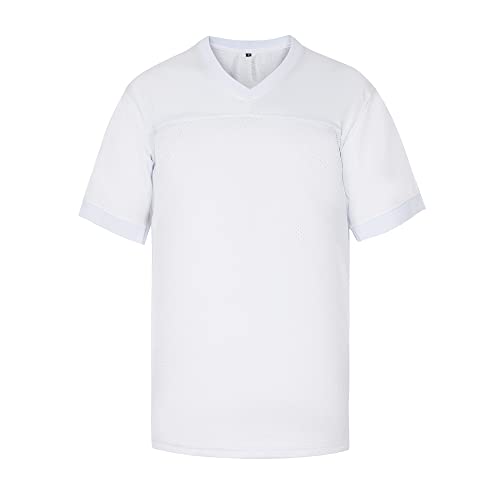 Borolin Mens Blank Football Jersey,Mesh Polyester Plain Football Shirt Pullover Sports Clothing