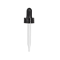 JUVITUS Black Straight Tip Glass Dropper Closure Top for Boston Round Bottles 24 Pack (1 oz / 30 ml (20-400 Neck Size))