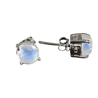 925 Sterling Silver Round Rainbow Moonstone Delicate Stud Earring Jewelry