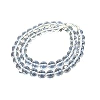 DIEM BEADS Clear Quartz Natural Gemstone Necklace (Wrap Bracelet) 8mm Beaded Silver 20inch Healing Chakr