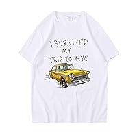 I Survived My Trip to NYC Unisex Shirt Round Neck top T-Shirt Fashion Short-Sleeved Pure Cotton Loose Shirt