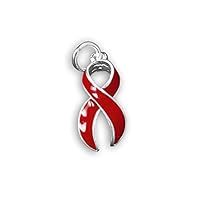 Large Red Ribbon Awareness Charms – Red Ribbon-Shaped Charms for AIDS, HIV, heart disease, drug abuse & Jewelry Making (1 Charm - Retail)