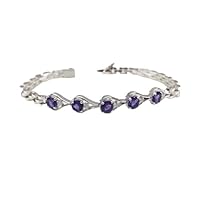 RKGEMS 925 Silver Bracelet- Natural Amethyst Bracelet- 5 MM Round - Wedding Gift- Chain Bracelet- February Birthstone- Bracelet- Christmas Gift