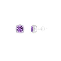 Amethyst Cushion 6.00mm Earrings Studs | Gift For Women & Girls | Classic and Iconic | This pair is an absolute must-have in every woman's jewelry box.