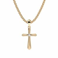 Animas Jewels 1/10 CT Round Cut Single D/VVS1 Diamond Cross Catholic Pendant Necklace 18