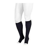 Juzo Dynamic Varin 3511 Knee-High 20-30mmhg Silicone Top Band Open Toe Sock for Men & Women, Black, 2 (II) Short