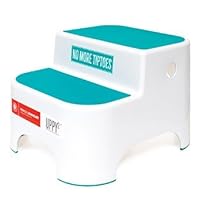 Prince Lionheart Dual Height UPPY2 Two Step Stool for Potty Training Kids and Toddlers to Wash Hands - Portable Non Slip Children and Toddler Stepping Stool for Toilet Bathroom or Kitchen (Green)