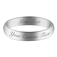 Fanery sue Custom Personalized Engraved Name Ring for Men and Women Valentines Day Gift for Him/Her Customizable 4MM/6MM Stackable Simple Dome Couples Promise Rings Wedding Anniversary Band
