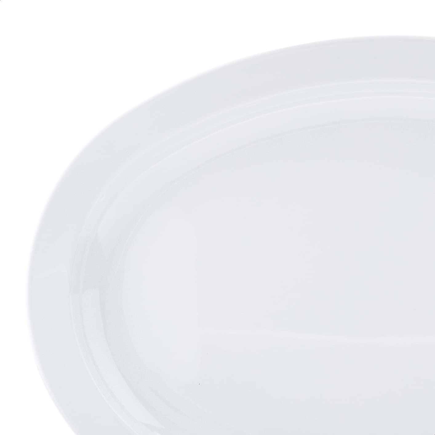 AmazonCommercial 13 in. x 9.75 in. White Melamine Oval Platter Narrow Rim - 6 Piece Set