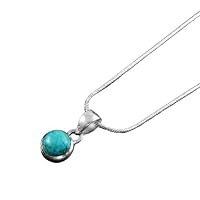 Handmade 925 Sterling Silver Turquoise Chain Pendan necklace Jewelry