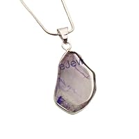 925 Sterling Silver Genuine Purple Agate Gemstone Pendant With Chain Jewelry Delicate Everyday Pendant Gift