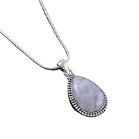 Pear Rainbow Moonstone Pendant 925 Sterling Silver Gemstone Jewelry Gift For Her