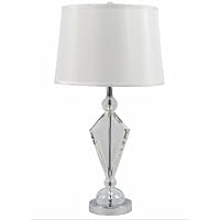 Fangio 28-inch Crystal and Metal Table Lamp with a Polished Steel Finish