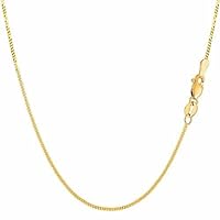 14K SOLID Yellow or White Gold 1.00mm, 1.5mm, 2.00mm, 3.00mm Shiny Diamond-Cut Gourmette Chain Necklace for Pendants and Charms with Lobster-Claw Clasp (16