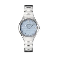 SEIKO SUR549 Women's Analog Quartz Watch - Blue Dial Silver Stainless Steel Band - Double fold Clasp 50 Meters Water Resistant Depth