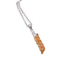 RKGEMS 925 Sterling Silver Natural Citrine Gemstone Long Pendant, Gift For Her, Handmade Pendant Necklace Jewelry, Citrine Vertical Long Pendant