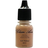 Airbrush Makeup Foundation Matte Finish M13 Soft Walnut Water-based Makeup Long Lasting All Day Without Smearing Running, Fading or Caking 0.25 Oz Bottle By Glam Air