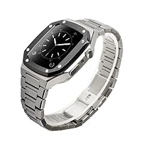 Stainless Steel Strap Case for Apple Watch Band Modification 45mm 44mm 41mm Metal Mod Kit Set for IWatch Series 7 6 SE 5 4 3 2 1 (Color : 04, Size : for iwatch 44MM)