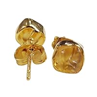 Tiny Raw Citrine Earrings, Dainty Citrine Jewelry, November Birthstone Earrings, Yellow Studs, Raw Crystal Earrings, Tiny Raw Stud Earrings, Gift by CHARMSANDSPELLS