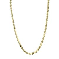 The Diamond Deal 14k SOLID Yellow Gold 1.25mm,1.5mm,2mm,2.5mm,3mm Shiny Royal Solid Rope Chain Necklace for Pendants and Charms with Lobster-Claw Clasp (7