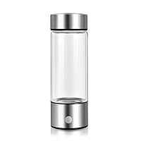 420ml Hydrogen Water Bottle, Portable Hydrogen Water Ionizer Machine, Rechargeable Hydrogen Rich Water Glass Cup,Silver