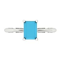 Clara Pucci 1.1 ct Radiant Cut Solitaire Simulated Turquoise Classic Anniversary Promise Engagement ring Solid 18K White Gold for Women