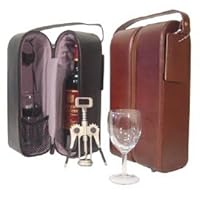 Black Leather Double Wine Case Holder (#22-0)