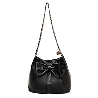 PETITCHOU Women's Shoulder Bag, Ribbon, Chain, Bowknot, Party, After-party, Dress, Formal, Luxury, High Look, Adult, Soft, Large Capacity, Soft PU Leather