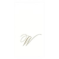 Caspari White Pearl Paper Linen Guest Towels, Monogram Initial W, Pack of 24