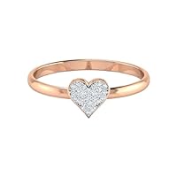 14k Rose Gold Plated Lab Created & Simulated Diamond Heart Shape Cluster Engagement Ring For Women & Girl Band