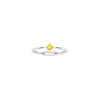 0.50 Ctw Princess Cut Lab Created Yellow Sapphire Solitaire Engagement Wedding Womens Ring 14K White Gold Plated