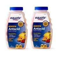 Equate Antacid Tablets, Ultra Strength Tropical Fruit Flavors Chewable Tablets, 1000 mg, 160 Count (Pack of 2)