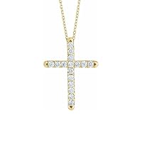 French-Set Cross Pendant with 16