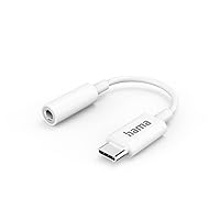 Hama USB C to 3.5 mm Jack Headphone Adapter (Audio Adapter, AUX Adapter, USB-C to Headphone Jack, Jack Socket, for Samsung, Huawei, iPad) White