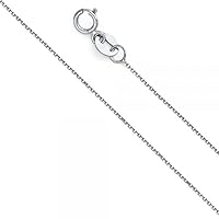 14K White Gold 0.6mm Oval Angled Cut Rolo Cable Chain - Length: 20