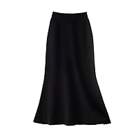 100% Cashmere Short Skirt Women's Mid-Length Autumn Winter High Waist Slim Knitted Thick Wool Hip Skirt