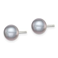 925 Sterling Silver 10 11mm Grey Freshwater Cultured Button Pearl Stud Earrings