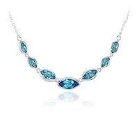 3 CT Marquise Cut Created Blue Topaz Pendant Necklace 14K White Gold Finish