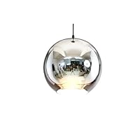 Simple Modern Simplicity Creative Plating Transparent Reflective Chrome Glass Mirror Hanging Light E27 Adjustable Ball Lantern Ceiling Pendant Lamp LED Globe Chandelier Lighting Device