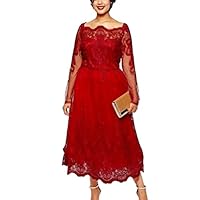 Women's Lace Long Sleeve Evening Formal Party Gown
